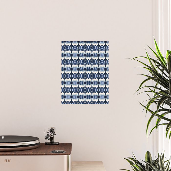 Ornate Blue and White Shibori Poster Gallery Image 2
