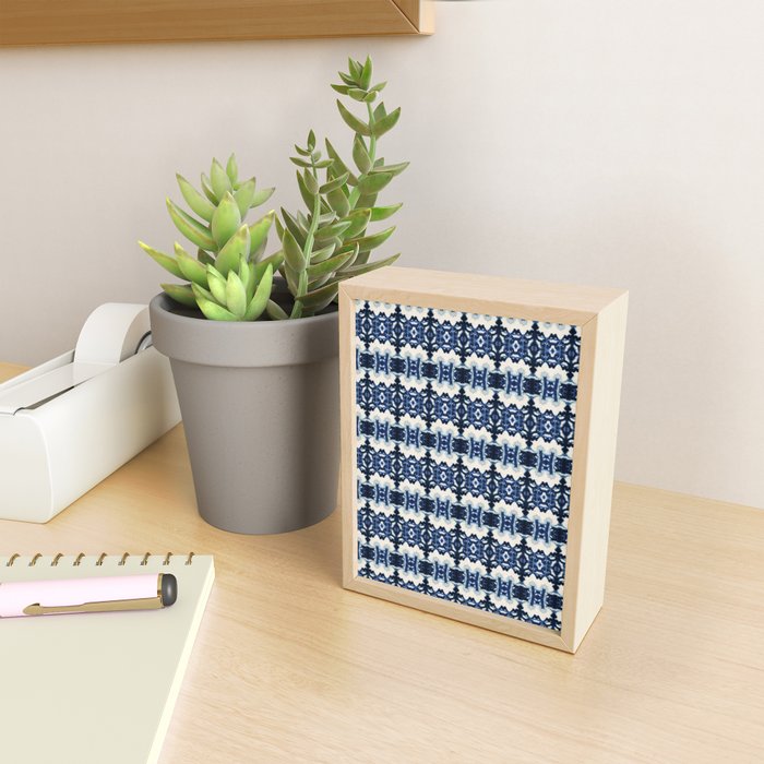 Ornate Blue and White Shibori Mini Art Print Gallery Image 2