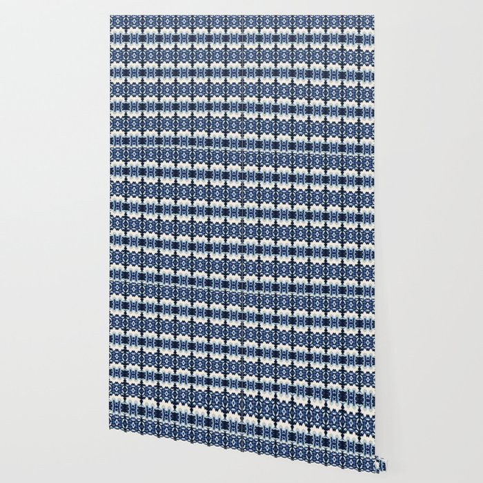 Ornate Blue and White Shibori Wallpaper Gallery Image 2