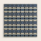 Ornate Blue and White Shibori Wood Wall Art Gallery Image 1