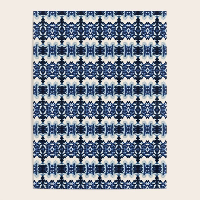 Ornate Blue and White Shibori Poster Gallery Image 1