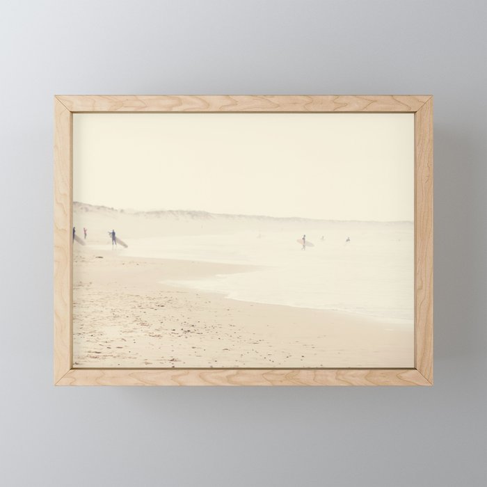 beach photography - minimal surfers and ocean print Mini Art Print Gallery Image 1