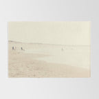 beach photography - minimal surfers and ocean print Rug Gallery Image 2