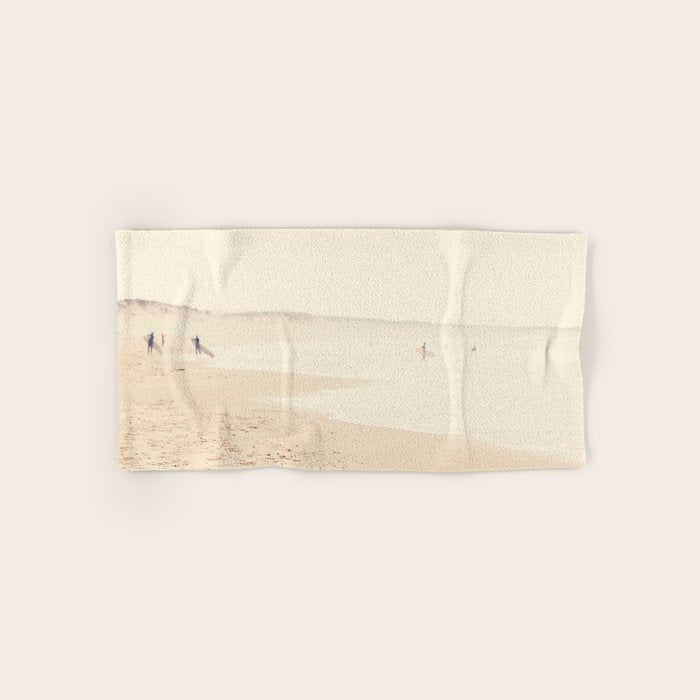 beach photography - minimal surfers and ocean print Bath Towel Gallery Image 1