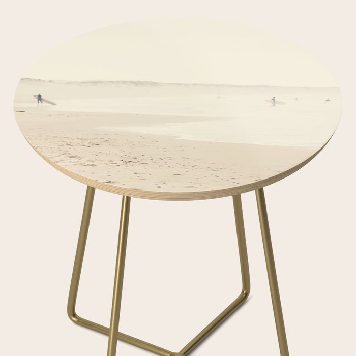 beach photography - minimal surfers and ocean print Side Table Gallery Image 2