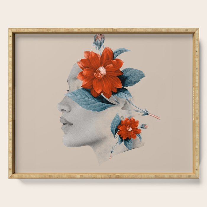 Minimal Collage Floral Portrait Serving Tray Gallery Image 1