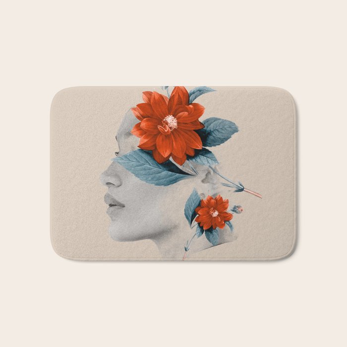 Minimal Collage Floral Portrait Bath Mat Gallery Image 1