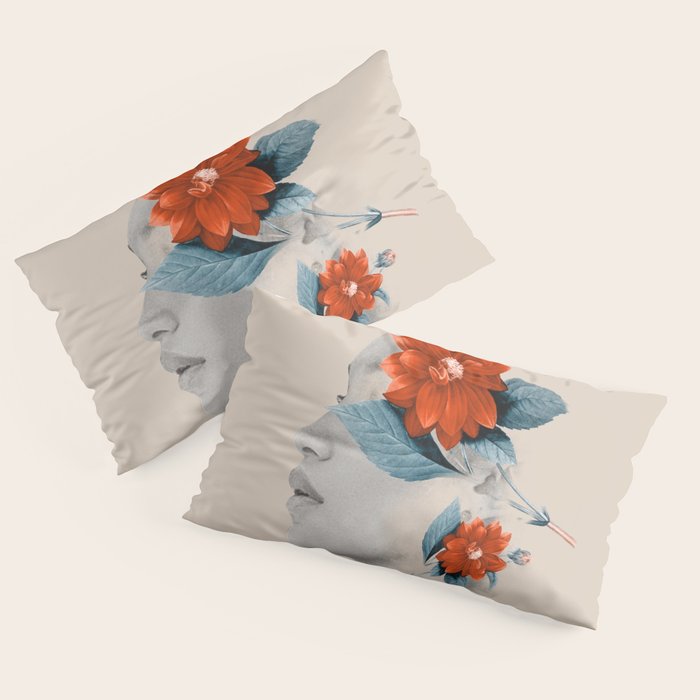 Minimal Collage Floral Portrait Pillow Sham Gallery Image 2