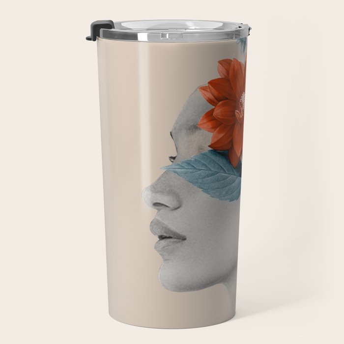 Minimal Collage Floral Portrait Travel Mug Gallery Image 3