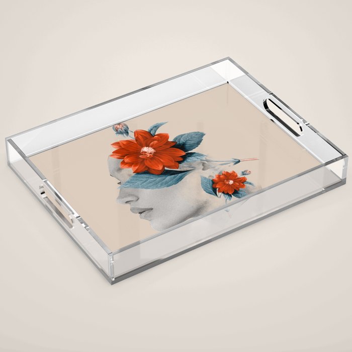 Minimal Collage Floral Portrait Acrylic Tray Gallery Image 1