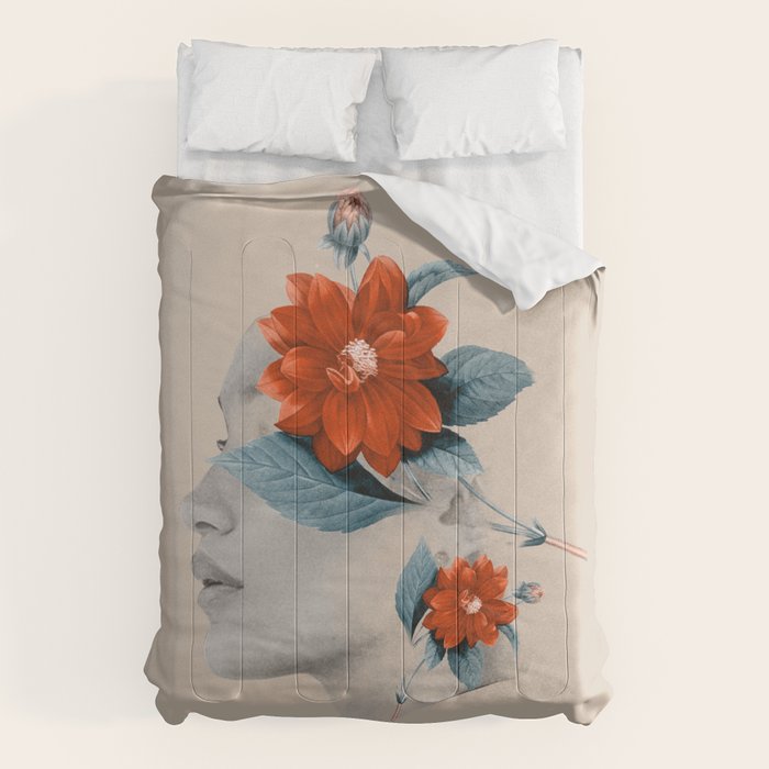 Minimal Collage Floral Portrait Comforter Gallery Image 1