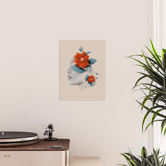 Minimal Collage Floral Portrait Poster Gallery Image 2