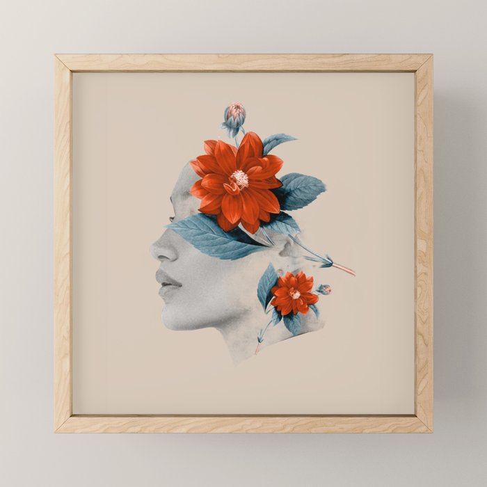 Minimal Collage Floral Portrait Mini Art Print Gallery Image 1