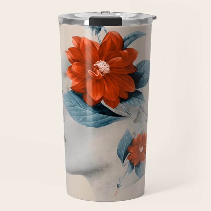 Minimal Collage Floral Portrait Travel Mug Gallery Image 1