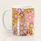 Groovy Retro Garden Floral Pattern 60s 70s Flowers Pink Orange and Yellow Coffee Mug Gallery Image 3