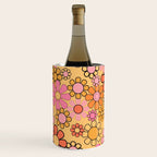 Groovy Retro Garden Floral Pattern 60s 70s Flowers Pink Orange and Yellow Wine Chiller Gallery Image 1