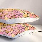 Groovy Retro Garden Floral Pattern 60s 70s Flowers Pink Orange and Yellow Pillow Sham Gallery Image 3