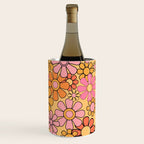 Groovy Retro Garden Floral Pattern 60s 70s Flowers Pink Orange and Yellow Wine Chiller Gallery Image 2