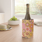 Groovy Retro Garden Floral Pattern 60s 70s Flowers Pink Orange and Yellow Wine Chiller Gallery Image 4