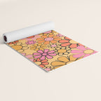 Groovy Retro Garden Floral Pattern 60s 70s Flowers Pink Orange and Yellow Yoga Mat Gallery Image 2