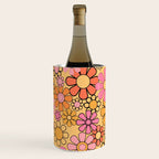 Groovy Retro Garden Floral Pattern 60s 70s Flowers Pink Orange and Yellow Wine Chiller Gallery Image 3