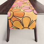 Groovy Retro Garden Floral Pattern 60s 70s Flowers Pink Orange and Yellow Table Runner Gallery Image 1
