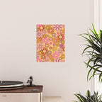 Groovy Retro Garden Floral Pattern 60s 70s Flowers Pink Orange and Yellow Poster Gallery Image 2