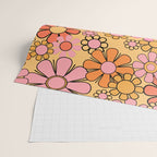 Groovy Retro Garden Floral Pattern 60s 70s Flowers Pink Orange and Yellow Wrapping Paper Gallery Image 2