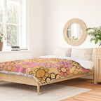 Groovy Retro Garden Floral Pattern 60s 70s Flowers Pink Orange and Yellow Duvet Cover Gallery Image 2