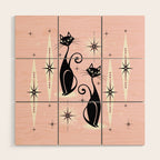 Mid Century Meow Retro Atomic Cats ©studioxtine Wood Wall Art Gallery Image 1