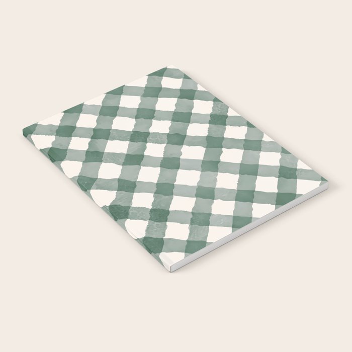 Hand Painted Dark Green Festive Gingham Theme Notebook Gallery Image 2