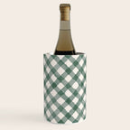Hand Painted Dark Green Festive Gingham Theme Wine Chiller Gallery Image 1