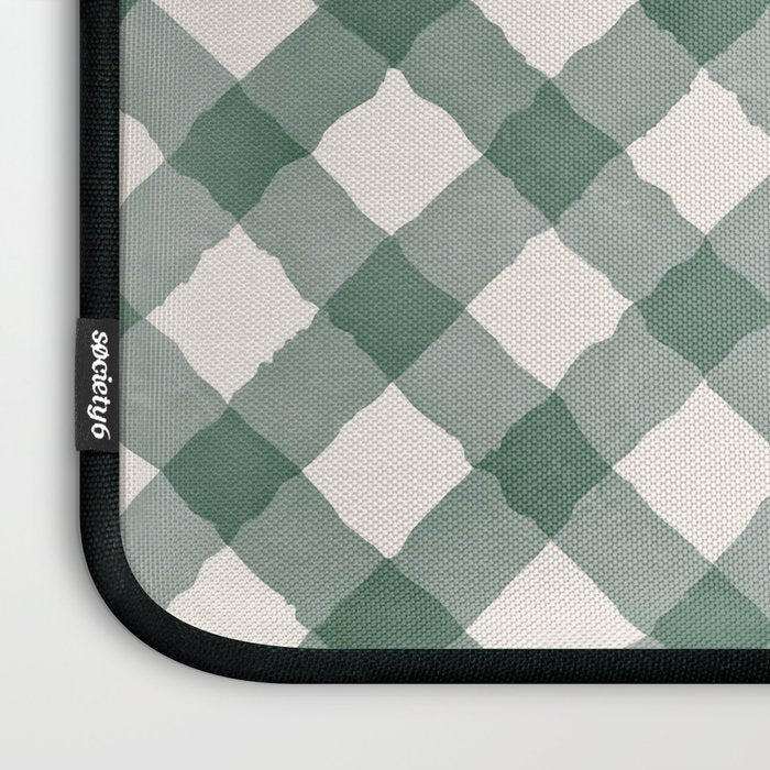 Hand Painted Dark Green Festive Gingham Theme Laptop Sleeve Gallery Image 3