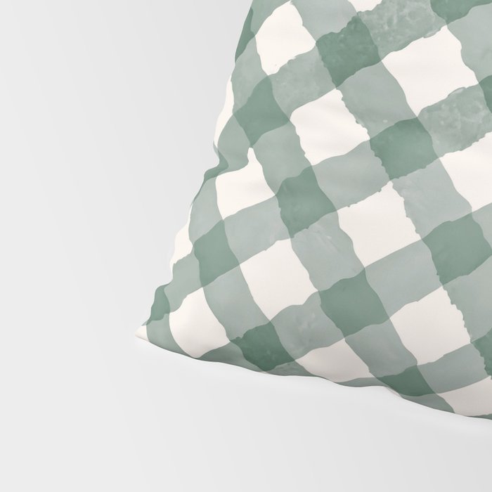 Hand Painted Dark Green Festive Gingham Theme Pillow Sham Gallery Image 4