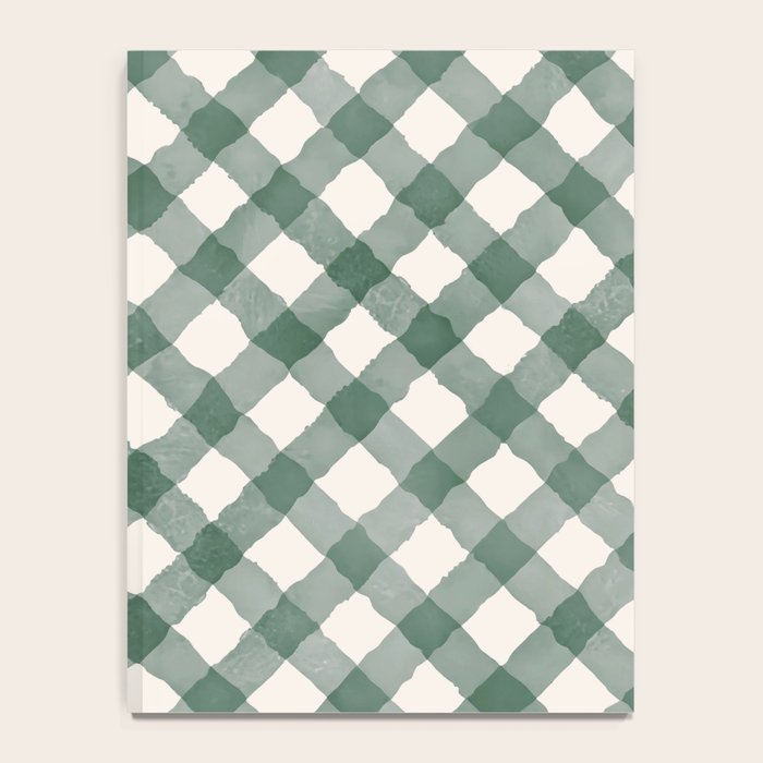 Hand Painted Dark Green Festive Gingham Theme Notebook Gallery Image 4