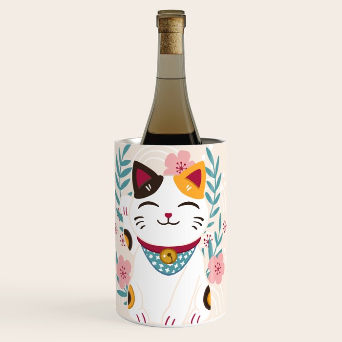 Japanese Lucky Cat with Cherry Blossoms Wine Chiller Gallery Image 3