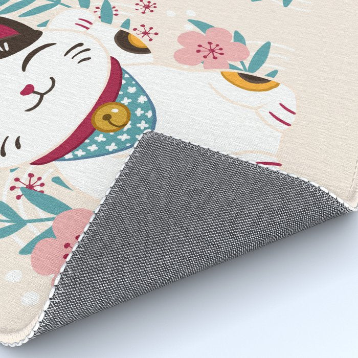 Japanese Lucky Cat with Cherry Blossoms Rug Gallery Image 4