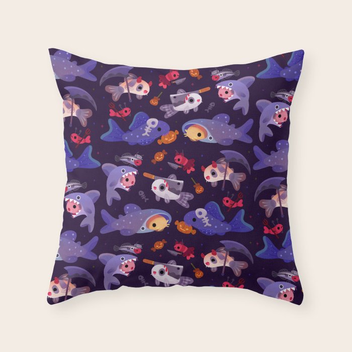 Spooky Cory cats Throw Pillow Gallery Image 1