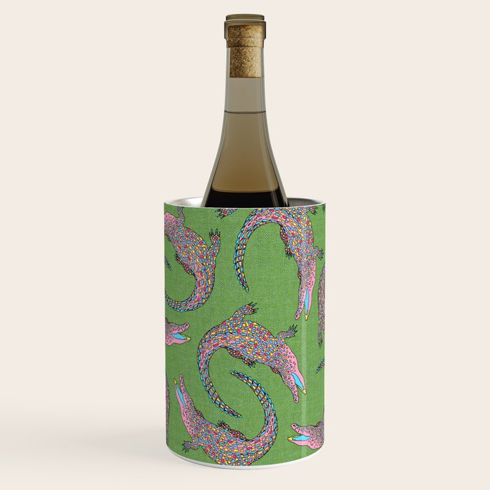 Crocodiles (Textured Green and Pink) Wine Chiller Gallery Image 2