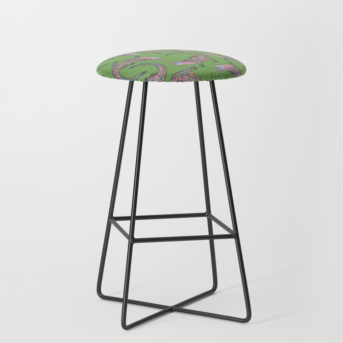 Crocodiles (Textured Green and Pink) Stool Gallery Image 1