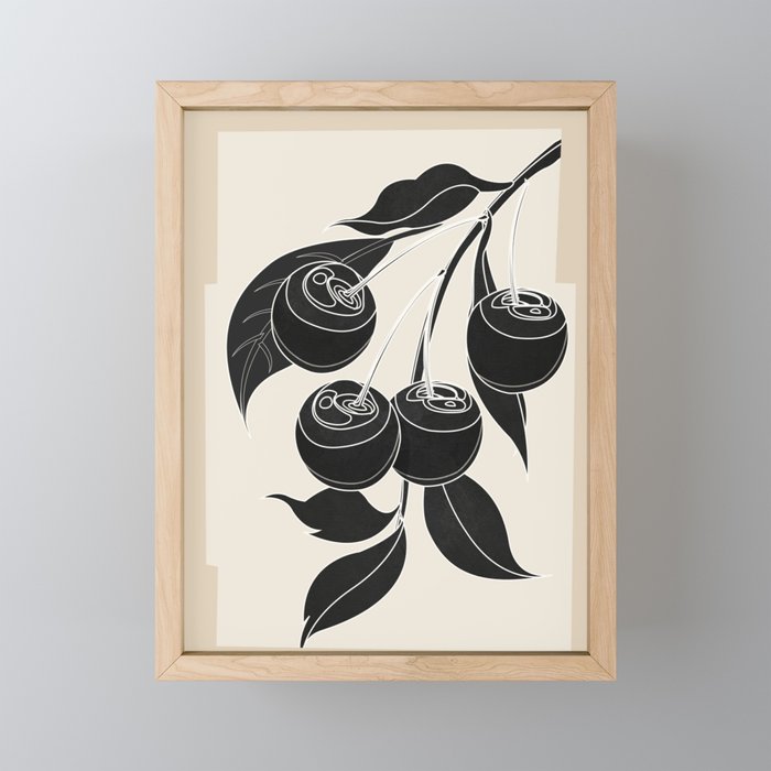 Minimalist Cherry Fruit Line Art 1 Mini Art Print Gallery Image 1