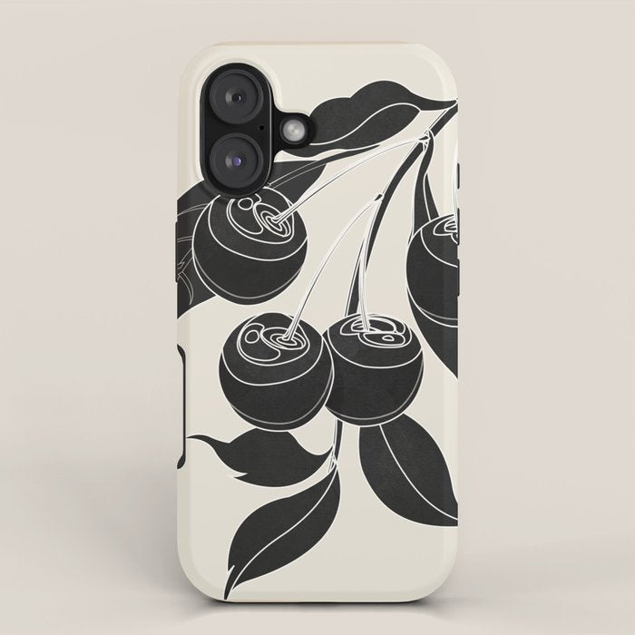 Minimalist Cherry Fruit Line Art 1 iPhone Case Gallery Image 1