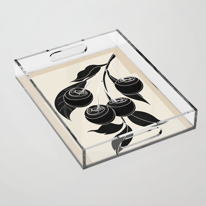 Minimalist Cherry Fruit Line Art 1 Acrylic Tray Gallery Image 1