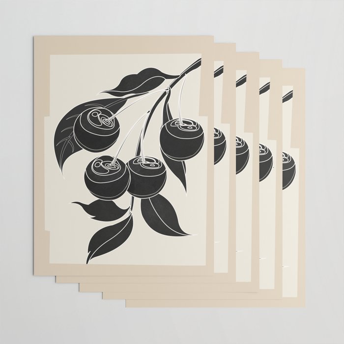 Minimalist Cherry Fruit Line Art 1 Wrapping Paper Gallery Image 3
