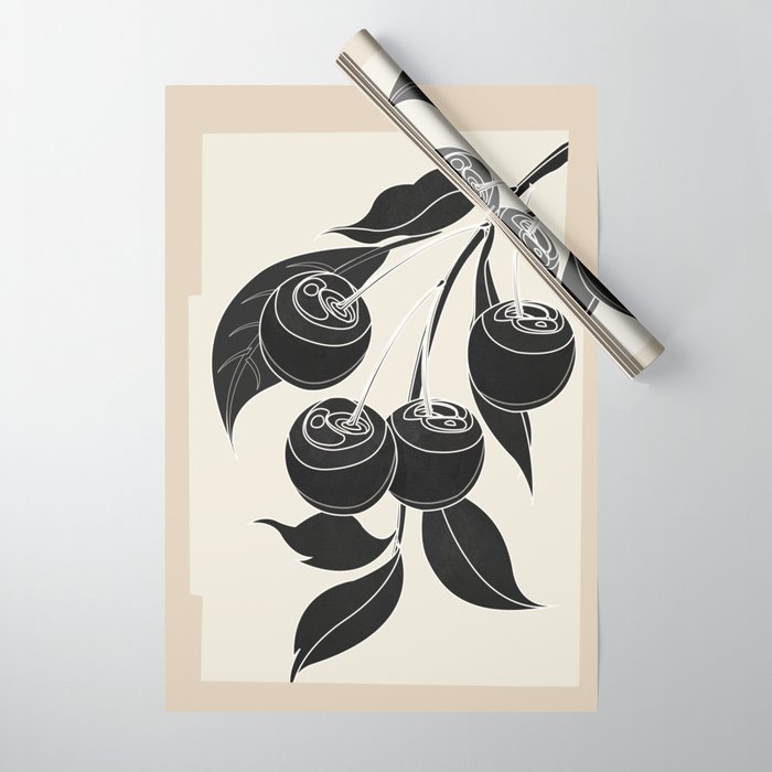 Minimalist Cherry Fruit Line Art 1 Wrapping Paper Gallery Image 1