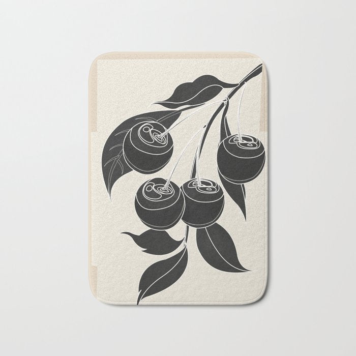 Minimalist Cherry Fruit Line Art 1 Bath Mat Gallery Image 1
