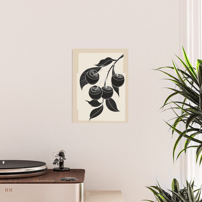 Minimalist Cherry Fruit Line Art 1 Poster Gallery Image 2