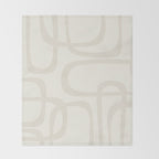 Fine Loops Mid-Century Modern Abstract Mushroom Beige and Cream Throw Blanket Gallery Image 2