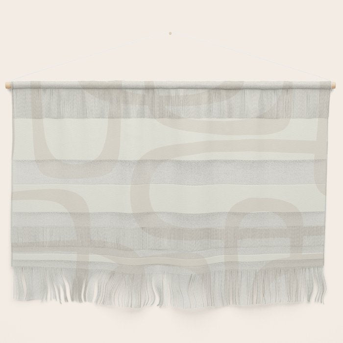 Fine Loops Mid-Century Modern Abstract Mushroom Beige and Cream Wall Hanging Gallery Image 1