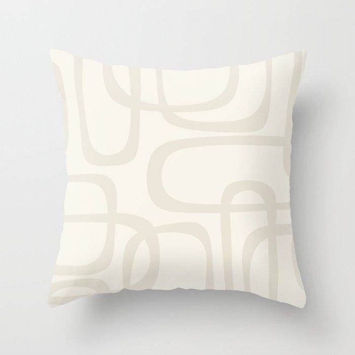 Fine Loops Mid-Century Modern Abstract Mushroom Beige and Cream Throw Pillow Gallery Image 6